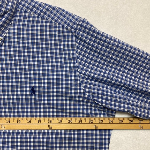 Ralph Lauren Shirt Mens Large Blue White Long Sleeve Classic Fit Button Down - Picture 6 of 8